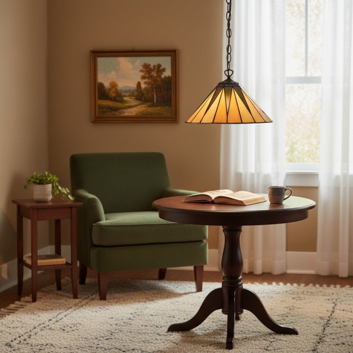 TF Dark Star Tiffany Pendelleuchte – Geometrische Deckenleuchte aus Buntglas für Wohnzimmer HL2062