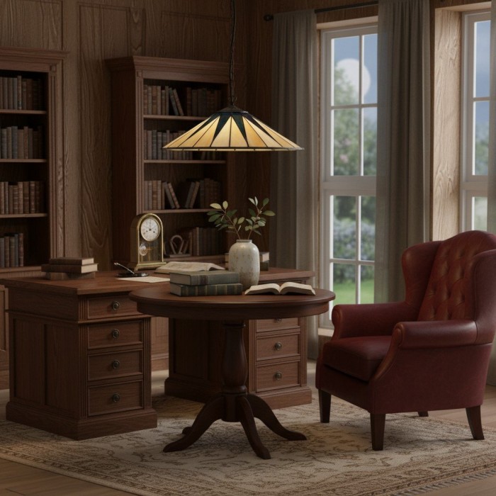 TF Dark Star Tiffany Pendelleuchte – Geometrische Deckenleuchte aus Buntglas für Wohnzimmer HL2062