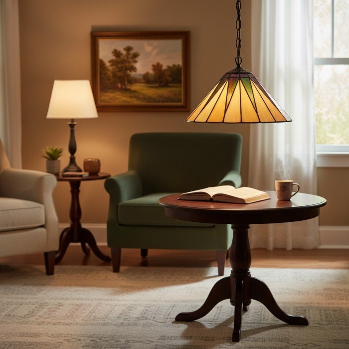 TF Dark Star Tiffany Pendelleuchte – Geometrische Deckenleuchte aus Buntglas für Wohnzimmer HL2062