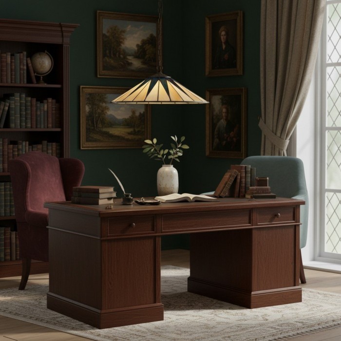 TF Dark Star Tiffany Pendelleuchte – Geometrische Deckenleuchte aus Buntglas für Wohnzimmer HL2062