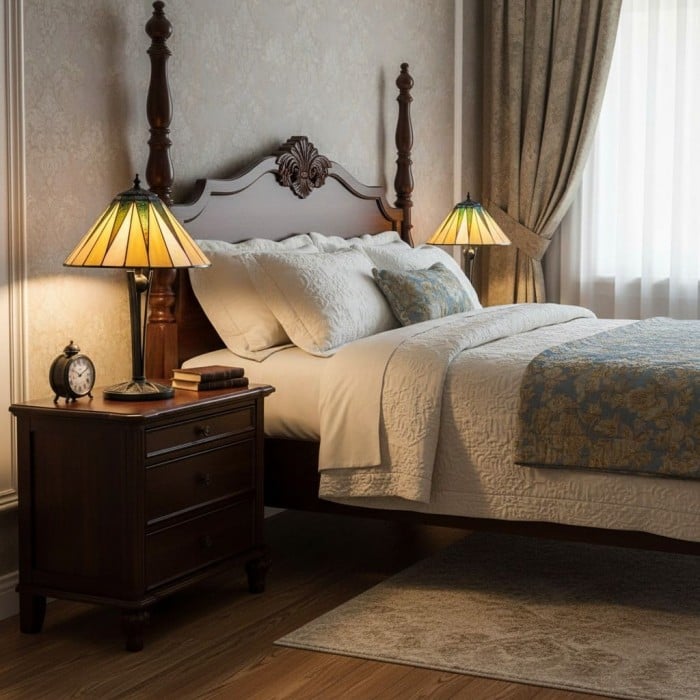 TF Dark Star Tiffany-stijl tafellamp met geometrische kap voor slaapkamer en accentverlichting HL2170