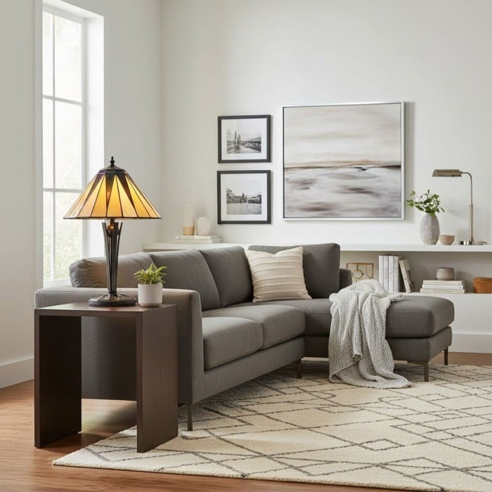 TF Dark Star Tiffany-stijl tafellamp met geometrische kap voor slaapkamer en accentverlichting HL2170