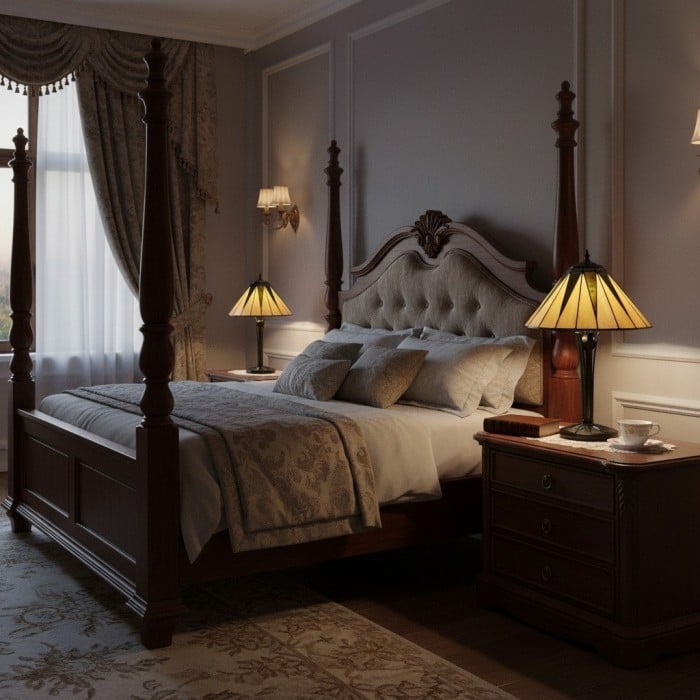 TF Dark Star Tiffany-stijl tafellamp met geometrische kap voor slaapkamer en accentverlichting HL2170