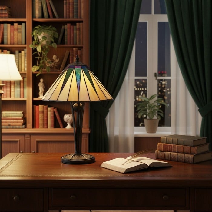 TF Dark Star Tiffany-stijl tafellamp met geometrische kap voor slaapkamer en accentverlichting HL2170