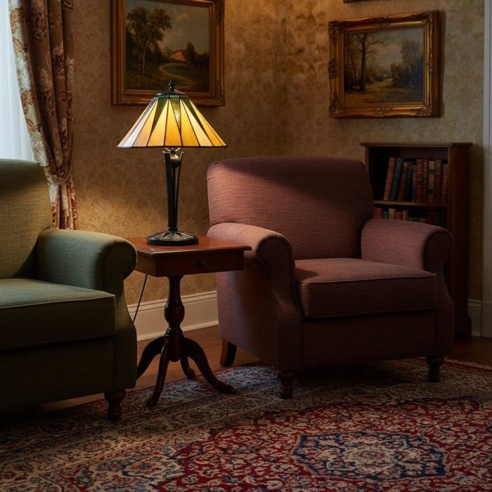 TF Dark Star Tiffany-stijl tafellamp met geometrische kap voor slaapkamer en accentverlichting HL2170