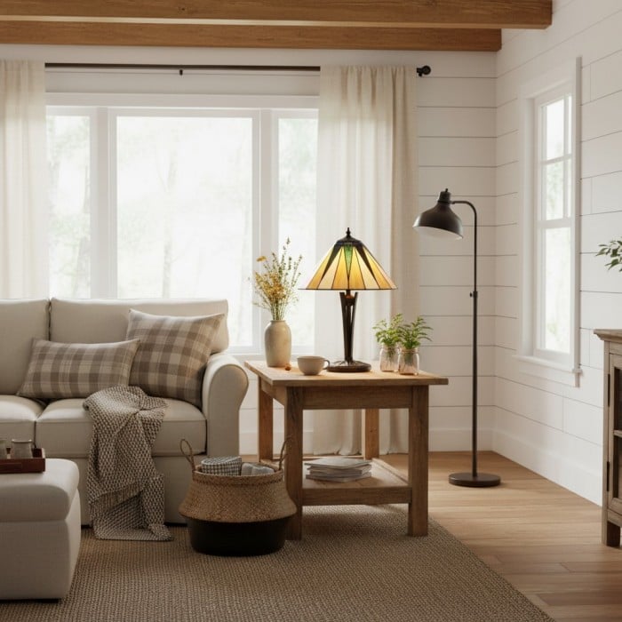 TF Dark Star Tiffany-stijl tafellamp met geometrische kap voor slaapkamer en accentverlichting HL2170