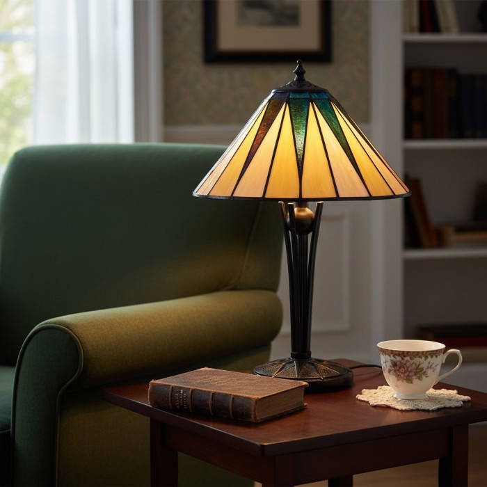 TF Dark Star Tiffany-stijl tafellamp met geometrische kap voor slaapkamer en accentverlichting HL2170