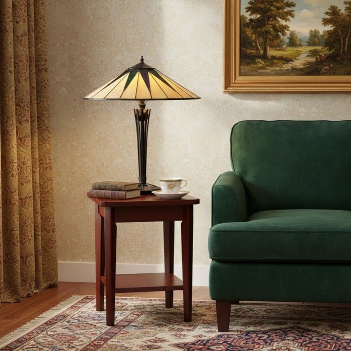 TF Dark Star Tiffany-stijl tafellamp met geometrische kap voor slaapkamer en accentverlichting HL2170