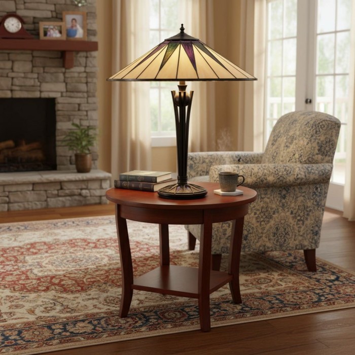 TF Dark Star Tiffany-stijl tafellamp met geometrische kap voor slaapkamer en accentverlichting HL2170