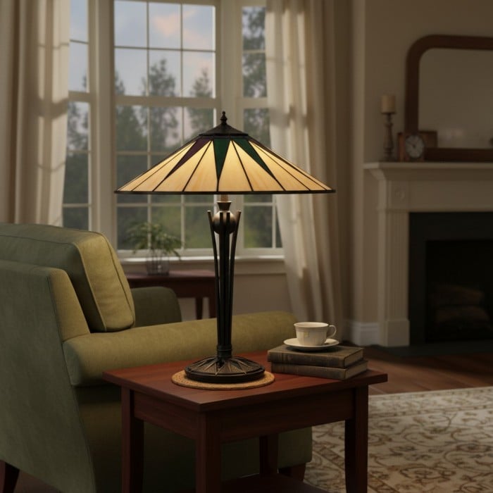 TF Dark Star Tiffany-stijl tafellamp met geometrische kap voor slaapkamer en accentverlichting HL2170