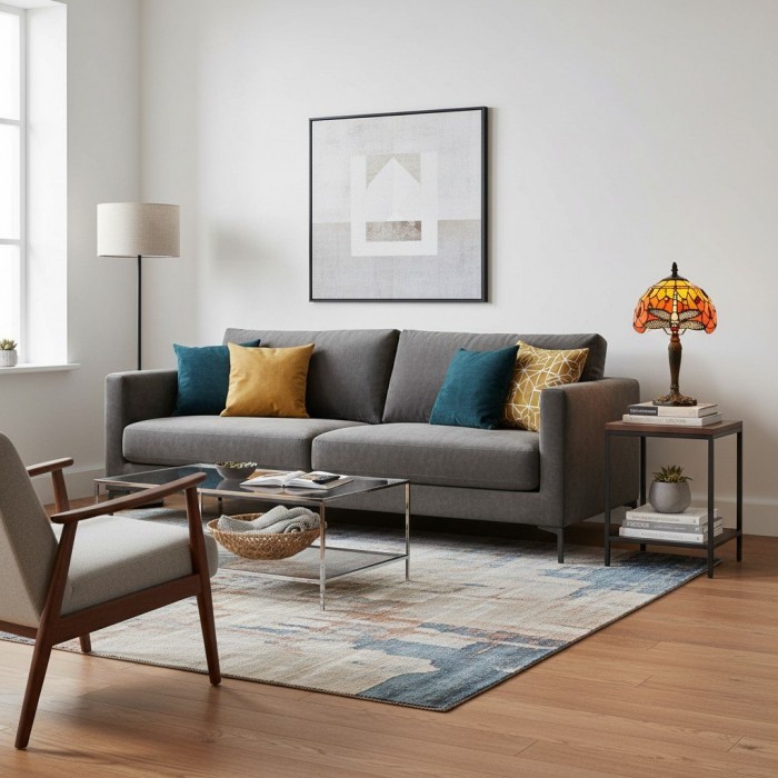 Lámpara de mesa TF Dragonfly tallada a mano - Vitral vintage para dormitorio o sala de estar HL2159