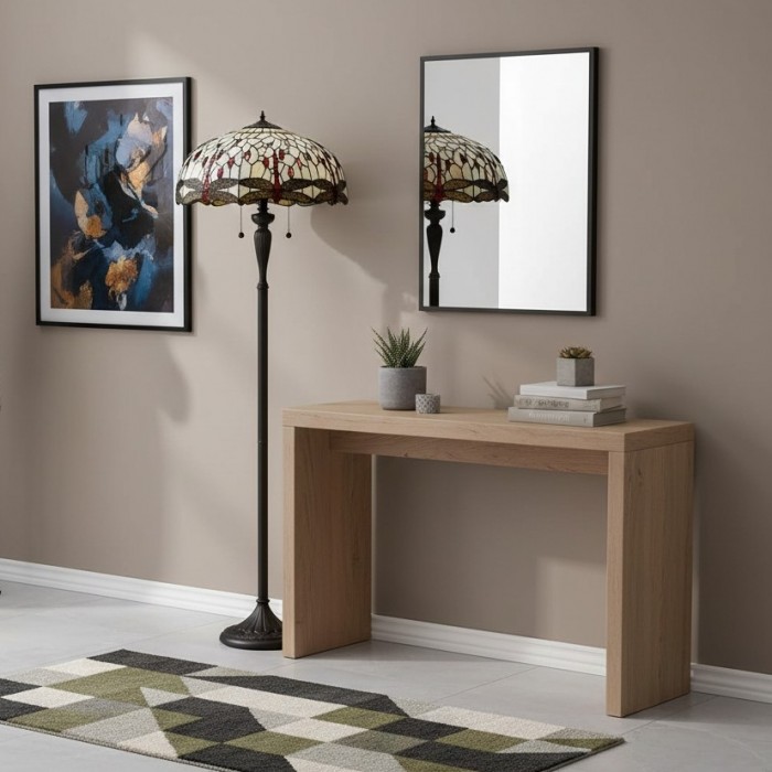 TF Dragonfly Motif Floor Lamp - Vintage Stained-Glass for Living Rooms HL2130