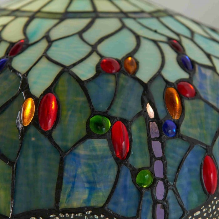 TF Dragonfly Motif Floor Lamp - Vintage Stained-Glass for Living Rooms HL2130