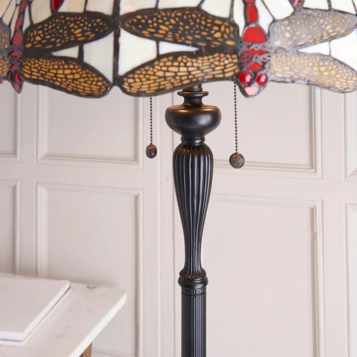 TF Dragonfly Motif Floor Lamp - Vintage Stained-Glass for Living Rooms HL2130