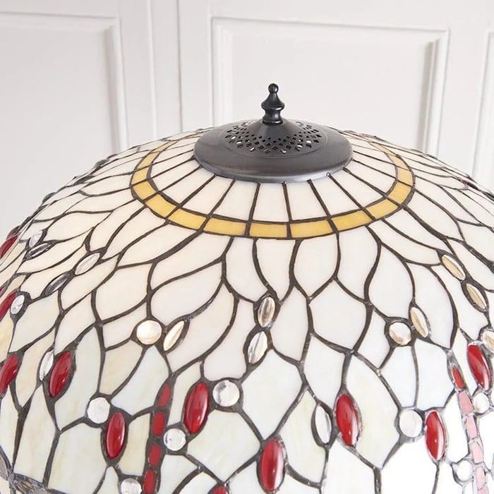TF Dragonfly Motif Floor Lamp - Vintage Stained-Glass for Living Rooms HL2130