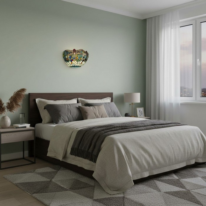 TF Dragonfly Pattern Wall light - Classic Hand-Cut Stained-Glass for Hallways & Bedrooms HL2117