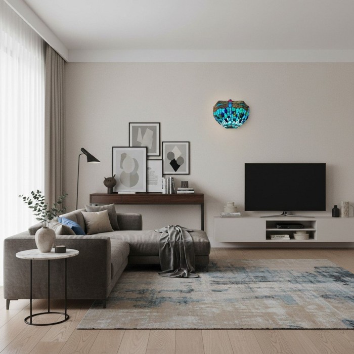 TF Dragonfly Pattern Wall light - Classic Hand-Cut Stained-Glass for Hallways & Bedrooms HL2117