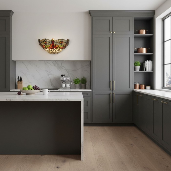 TF Dragonfly Pattern Wall light - Classic Hand-Cut Stained-Glass for Hallways & Bedrooms HL2117