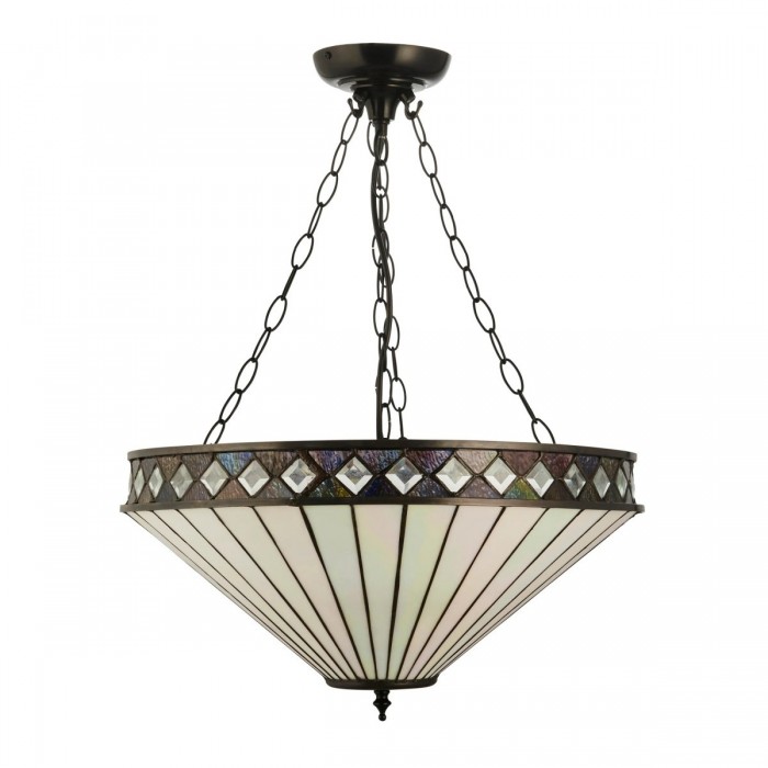 Lampada a sospensione regolabile TF Fargo con paralume invertito ispirato alle vetrate colorate per isola e sala da pranzo