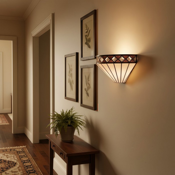 Applique murale Art Déco TF Fargo à motif diamant - Applique murale en verre pour couloir et chambre HL2181