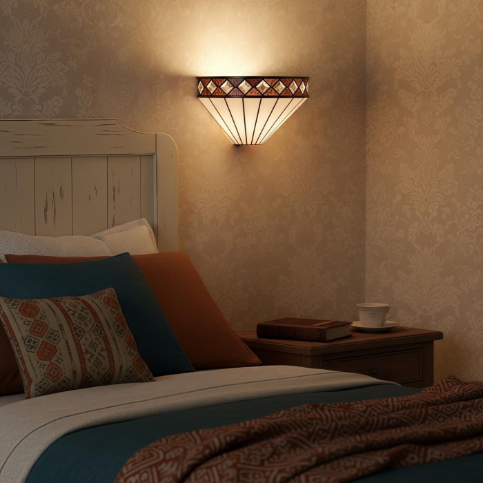 Applique murale Art Déco TF Fargo à motif diamant - Applique murale en verre pour couloir et chambre HL2181