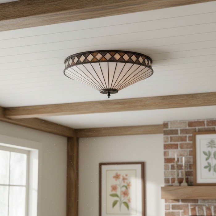 TF Fargo Geometrisk Infälld Lampa - Handgjord Art Deco Lampa i Målat Glas för Entré HL2209