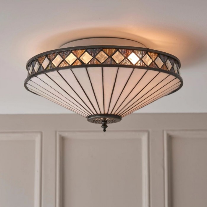 TF Fargo Geometrisk Infälld Lampa - Handgjord Art Deco Lampa i Målat Glas för Entré HL2209