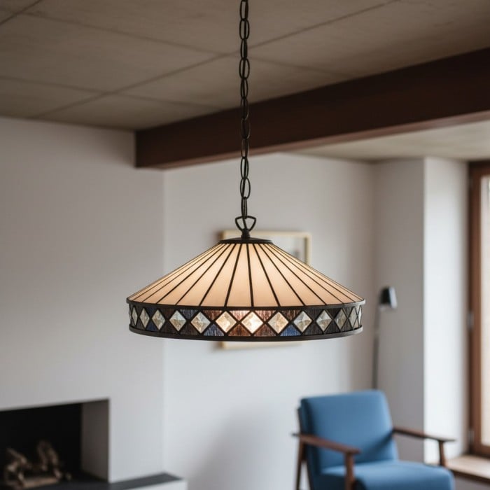 TF Fargo hanglamp - Verlichting in Tiffany-stijl met een Art Deco kap en verstelbare ketting HL2165