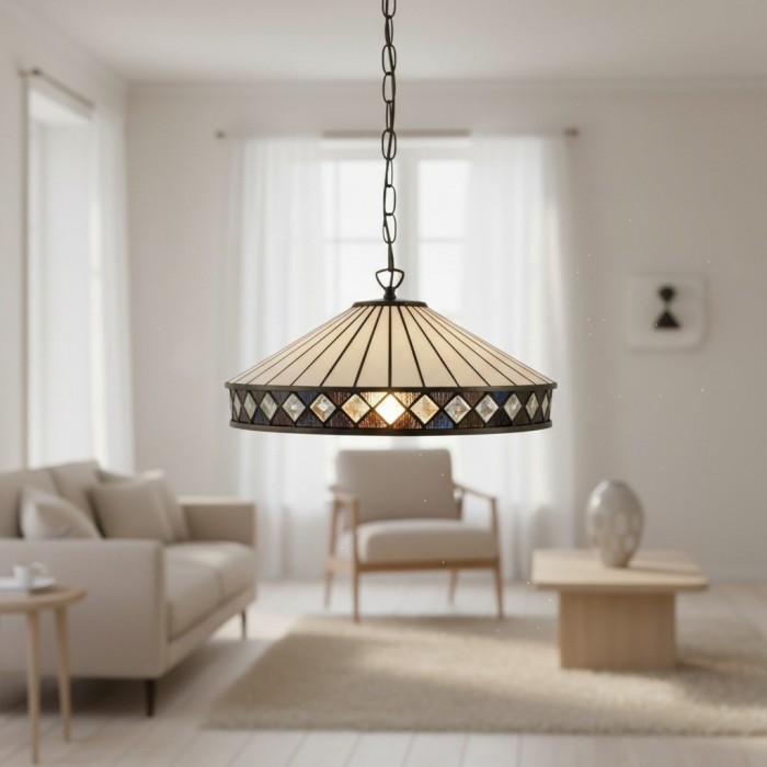 TF Fargo hanglamp - Verlichting in Tiffany-stijl met een Art Deco kap en verstelbare ketting HL2165