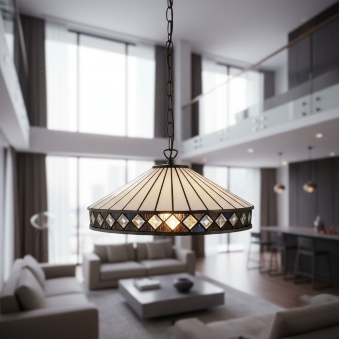 TF Fargo hanglamp - Verlichting in Tiffany-stijl met een Art Deco kap en verstelbare ketting HL2165