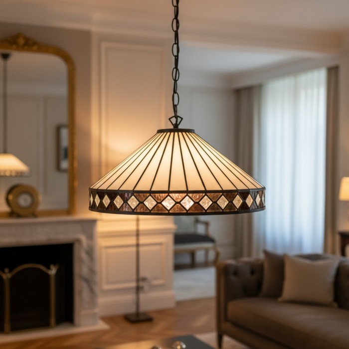 TF Fargo hanglamp - Verlichting in Tiffany-stijl met een Art Deco kap en verstelbare ketting HL2165