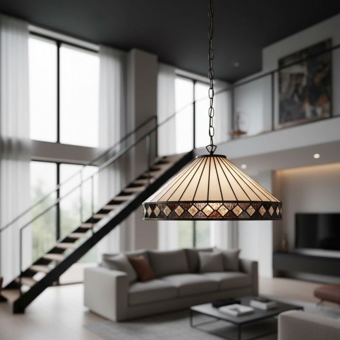 TF Fargo hanglamp - Verlichting in Tiffany-stijl met een Art Deco kap en verstelbare ketting HL2165