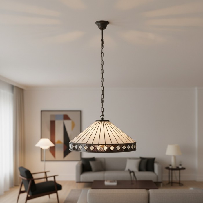 TF Fargo hanglamp - Verlichting in Tiffany-stijl met een Art Deco kap en verstelbare ketting HL2165