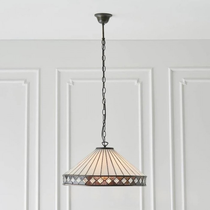 TF Fargo hanglamp - Verlichting in Tiffany-stijl met een Art Deco kap en verstelbare ketting HL2165