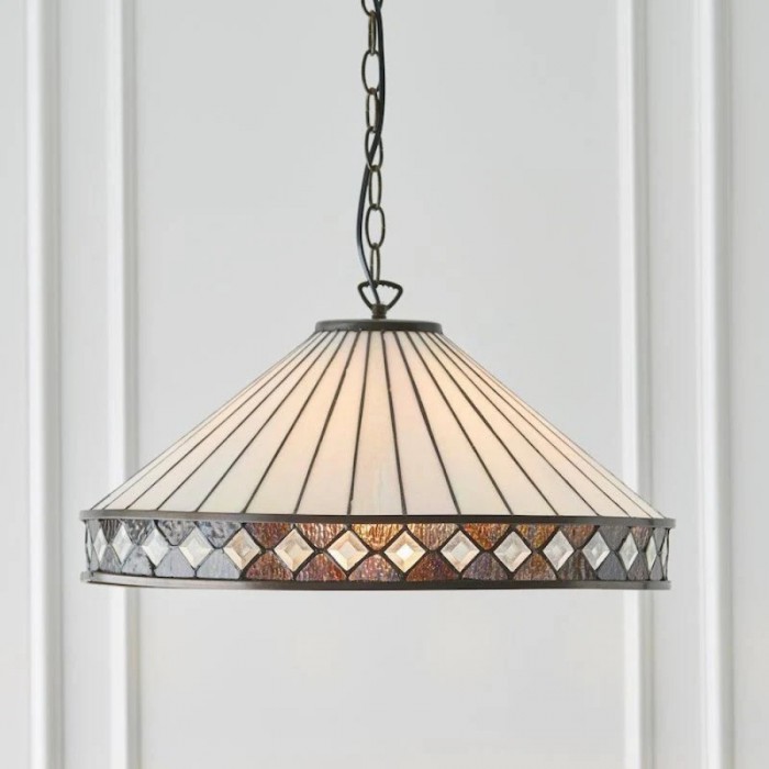 TF Fargo hanglamp - Verlichting in Tiffany-stijl met een Art Deco kap en verstelbare ketting HL2165
