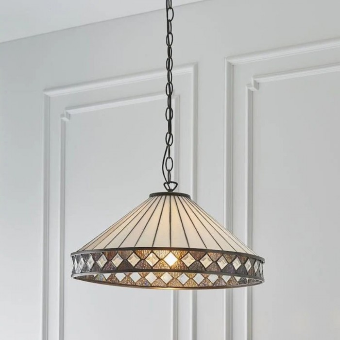 TF Fargo hanglamp - Verlichting in Tiffany-stijl met een Art Deco kap en verstelbare ketting HL2165