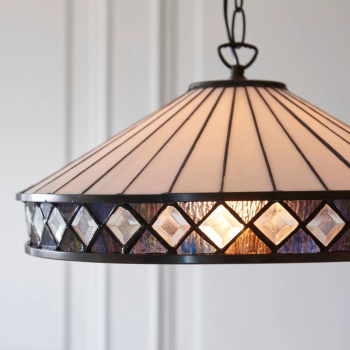 TF Fargo hanglamp - Verlichting in Tiffany-stijl met een Art Deco kap en verstelbare ketting HL2165