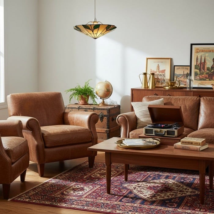 TF Harken Tiffany Style Leaf Pendant Shade Stained Glass Lamp Shade for Living Room and Bedroom HL2024