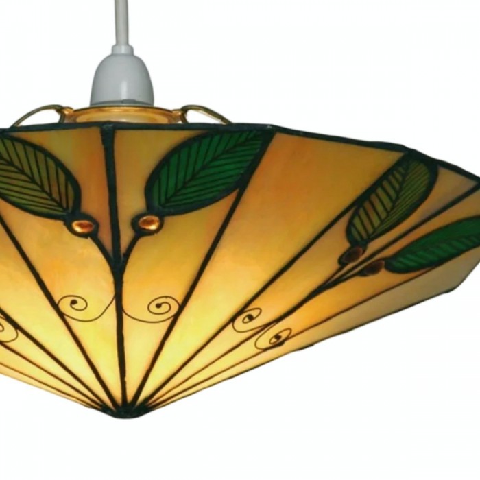 TF Harken Tiffany Style Leaf Pendant Shade Stained Glass Lamp Shade for Living Room and Bedroom HL2024