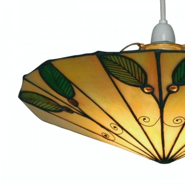TF Harken Tiffany Style Leaf Pendant Shade Stained Glass Lamp Shade for Living Room and Bedroom HL2024
