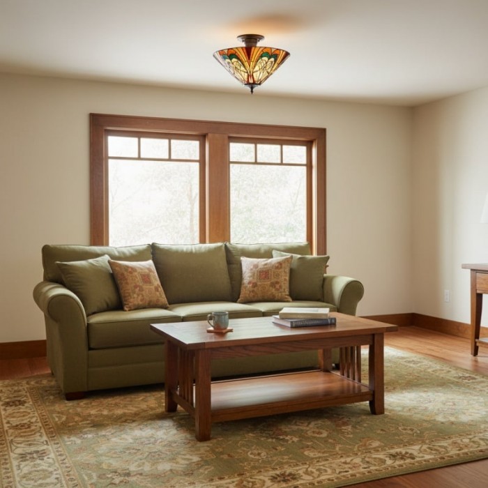 TF Hector Taklampa - Handgjord taklampa i målat glas, halvinfälld eller pendellampa för hemmet HL2217