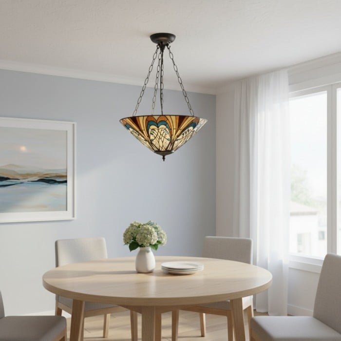 TF Hector Taklampa - Handgjord taklampa i målat glas, halvinfälld eller pendellampa för hemmet HL2217