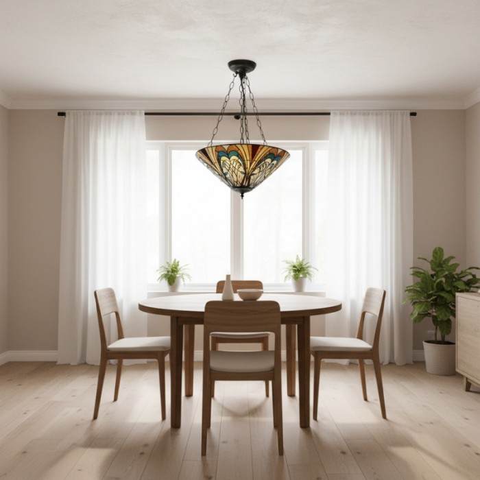 TF Hector Taklampa - Handgjord taklampa i målat glas, halvinfälld eller pendellampa för hemmet HL2217