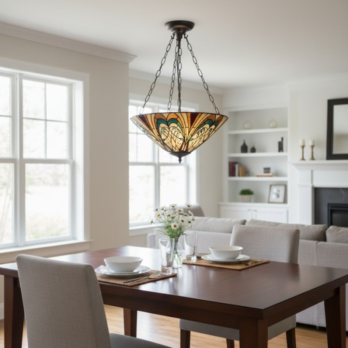 TF Hector Taklampa - Handgjord taklampa i målat glas, halvinfälld eller pendellampa för hemmet HL2217