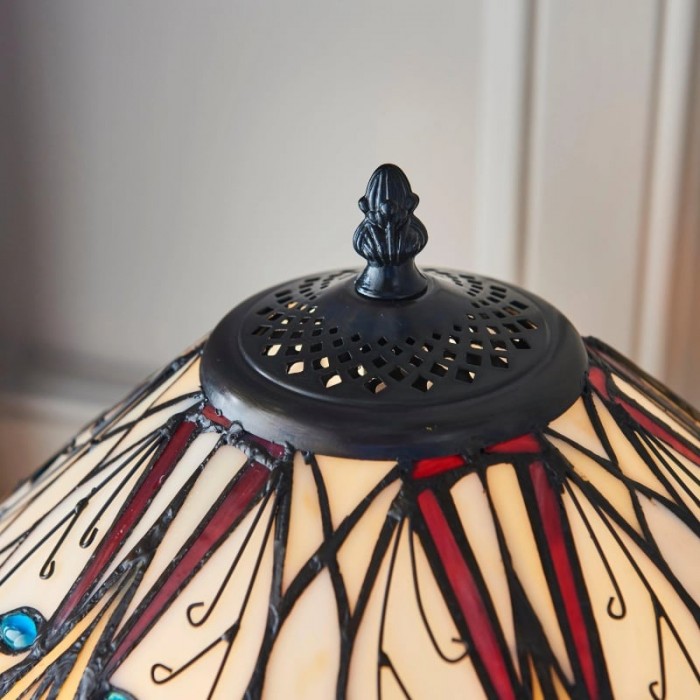 Lampa stołowa TF Hector w stylu secesyjnym – klosz z witrażu, oświetlenie dekoracyjne do salonu lub sypialni HL2246