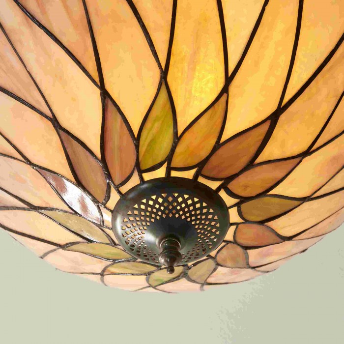 TF Hutchinson Tiffany taklampa - Elegant vintage blommig glaslampa för matsal eller korridor HL2251