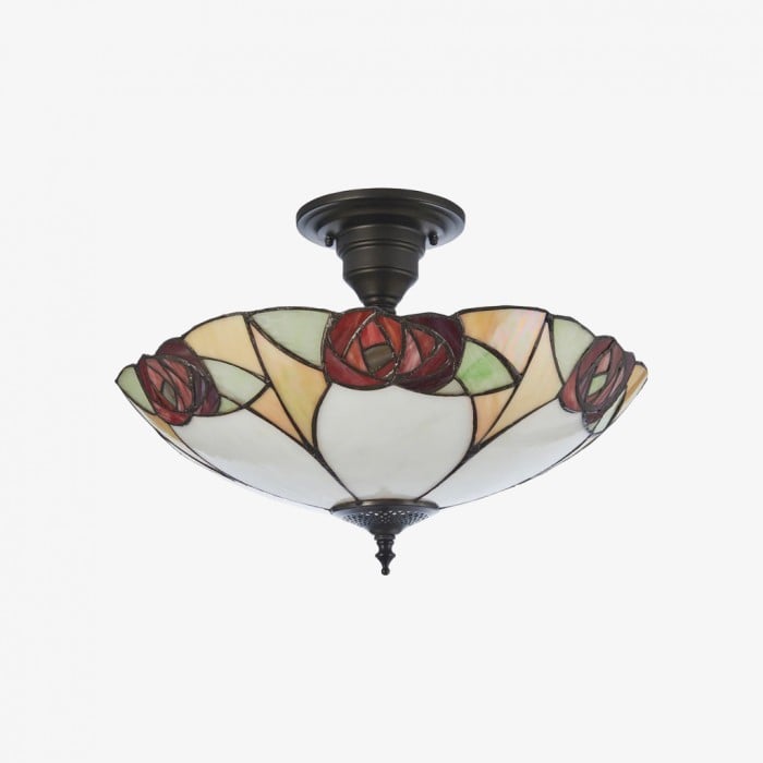 TF Ingram handgemaakte plafondlamp van gebrandschilderd glas - Vintage Art Deco Tiffany-lamp voor de eetkamer HL2219