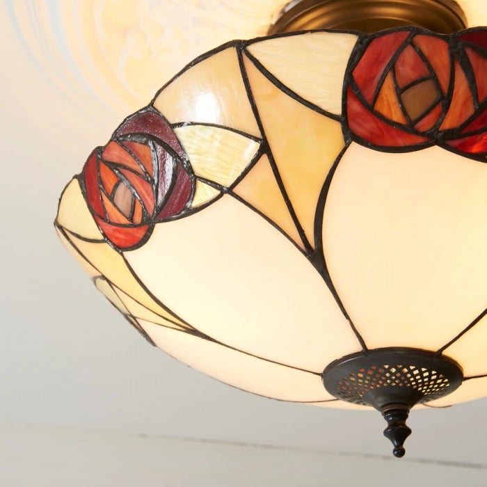 TF Ingram handgemaakte plafondlamp van gebrandschilderd glas - Vintage Art Deco Tiffany-lamp voor de eetkamer HL2219