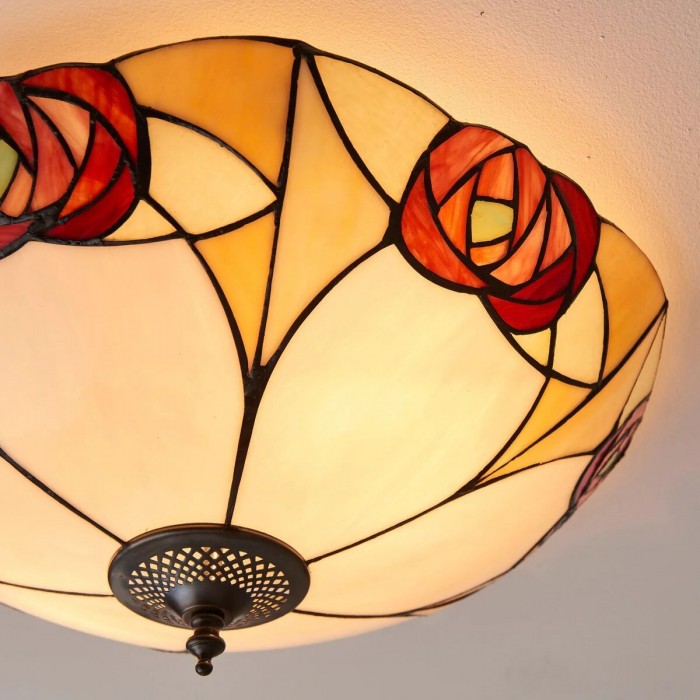 TF Ingram handgemaakte plafondlamp van gebrandschilderd glas - Vintage Art Deco Tiffany-lamp voor de eetkamer HL2219