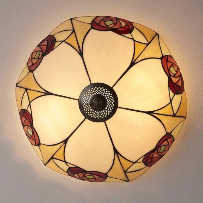 TF Ingram handgemaakte plafondlamp van gebrandschilderd glas - Vintage Art Deco Tiffany-lamp voor de eetkamer HL2219